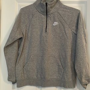 Gray Nike Sweatshirt quarter zip with front pocket. Size M
